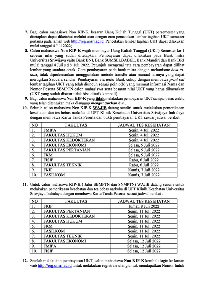 Registrasi Online Universitas Sriwijaya